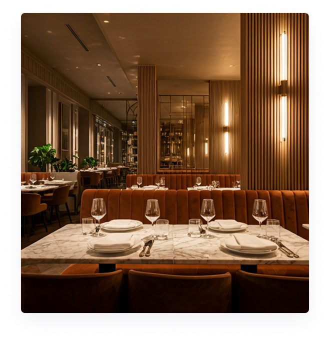 Elegant restaurant interior, the hospitality spaces EZLANCE represents